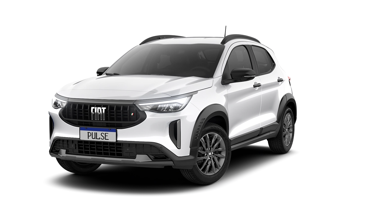 Fiat Pulse Drive 1.3 2027 branco, est&uacute;dio, visto de frente em &acirc;ngulo dianteiro